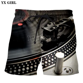 YX GIRL Bezpośrednie dostawy 2018 letnie Nowe Modne 3D Szorty Vinly DJ Music Studio Z Nadrukiem Dla Mężczyzn I Kobiet W stylu Hip-Hop Casual szorty