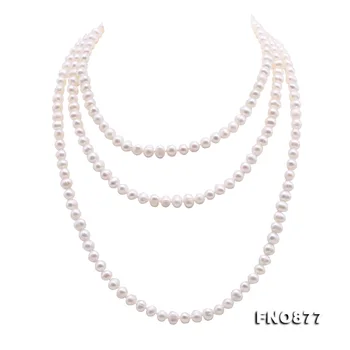 Długie Perła Biżuteria 58 cali 7-7,5 mm, Kolor Biały, Naszyjnik z naturalnych pereł Słodkowodnych